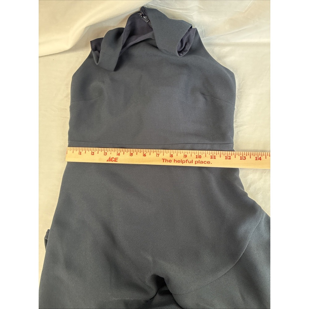 Banana Republic Navy Blue Sleeveless Fit & Flare Ruffle Dress 00 Petite - Picture 10 of 12